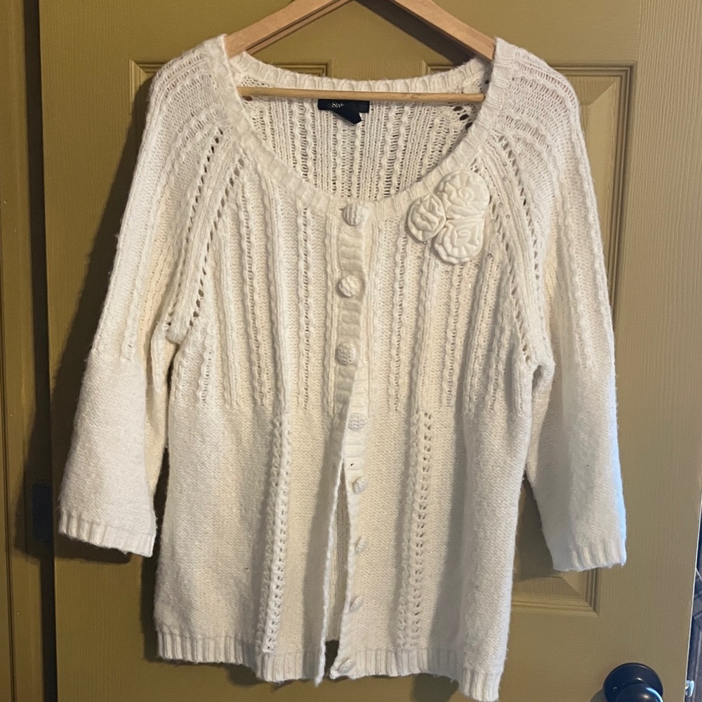 Style & Co. Cream Button-Up Cardigan
